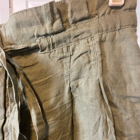 Magaschoni 100% linen cropped paperbag pants - Picture 5 of 8